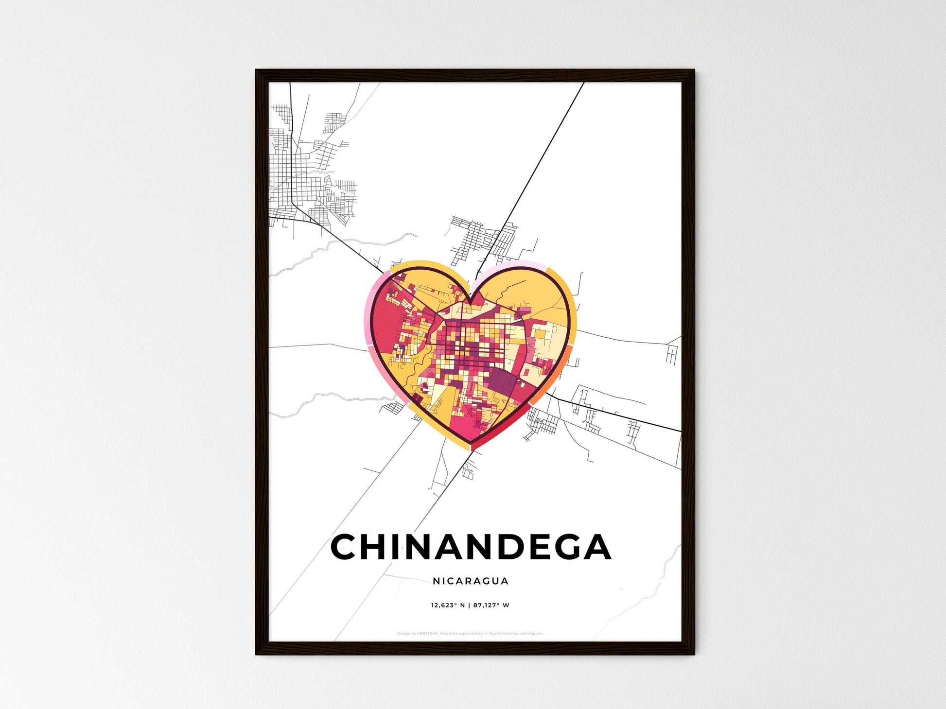 CHINANDEGA NICARAGUA minimal art map with a colorful icon. Where it all began, Couple map gift. Style 2