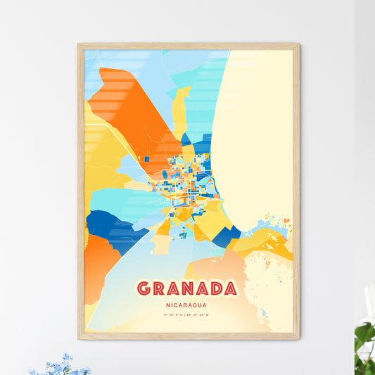 Colorful GRANADA NICARAGUA Fine Art Map Blue Orange