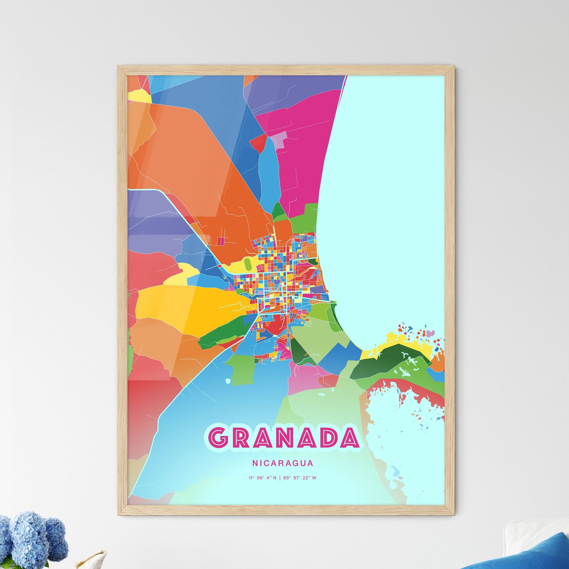 Colorful GRANADA NICARAGUA Fine Art Map Crazy Colors