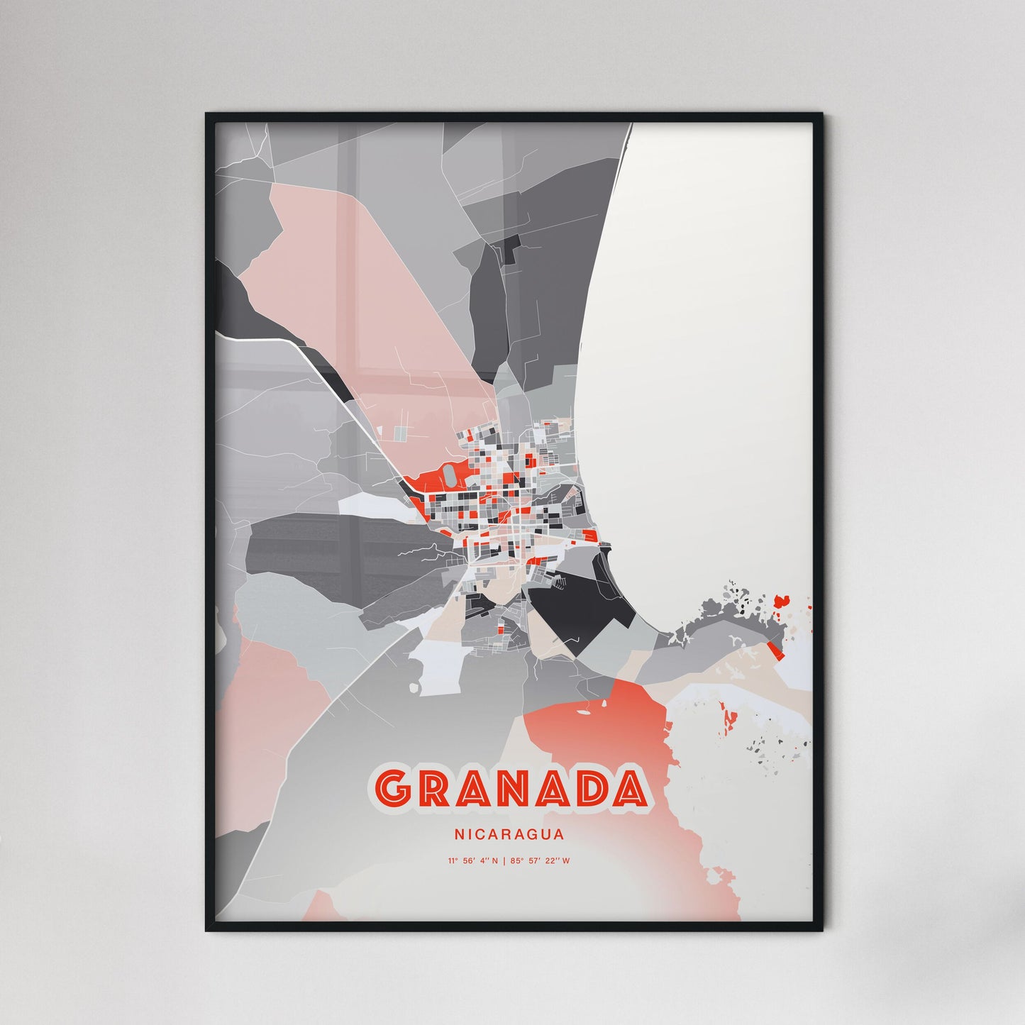 Colorful GRANADA NICARAGUA Fine Art Map Modern