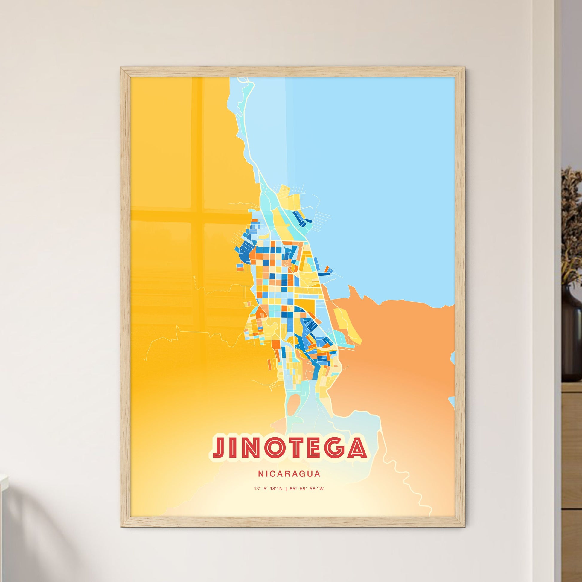 Colorful JINOTEGA NICARAGUA Fine Art Map Blue Orange