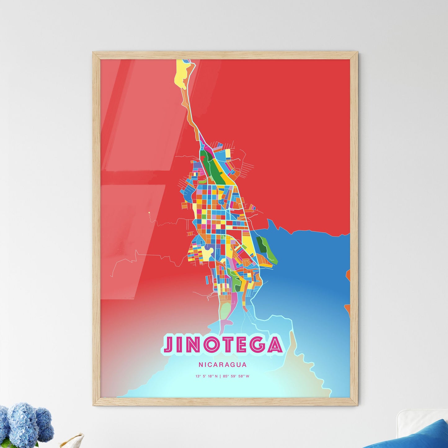 Colorful JINOTEGA NICARAGUA Fine Art Map Crazy Colors