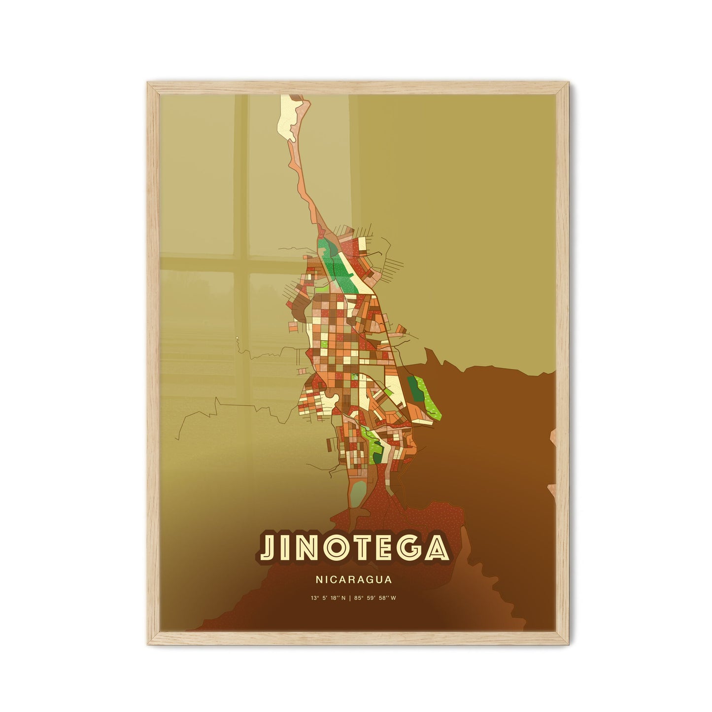 Colorful JINOTEGA NICARAGUA Fine Art Map Farmhouse