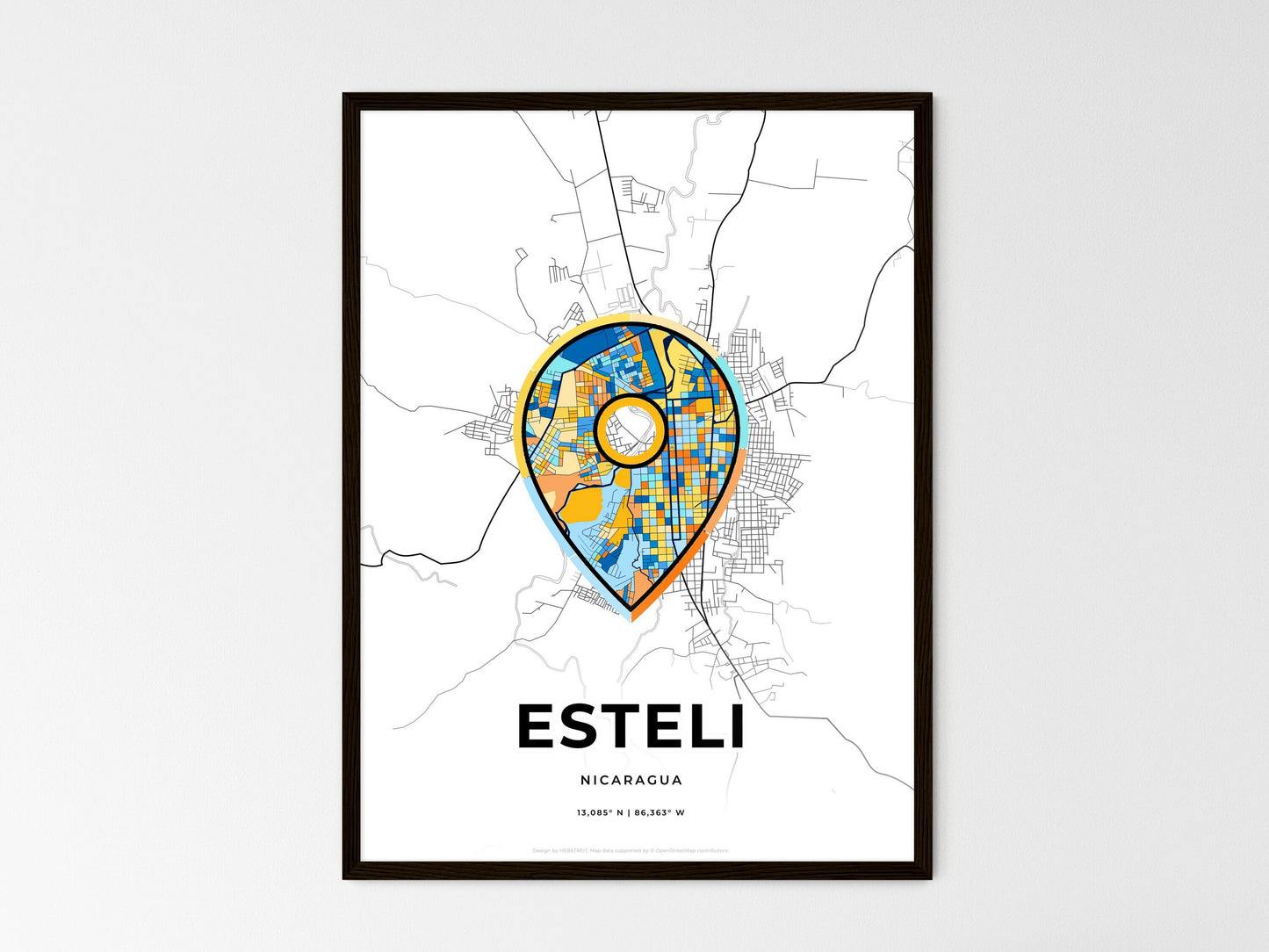 Esteli Nicaragua wedding art map with pointer icon