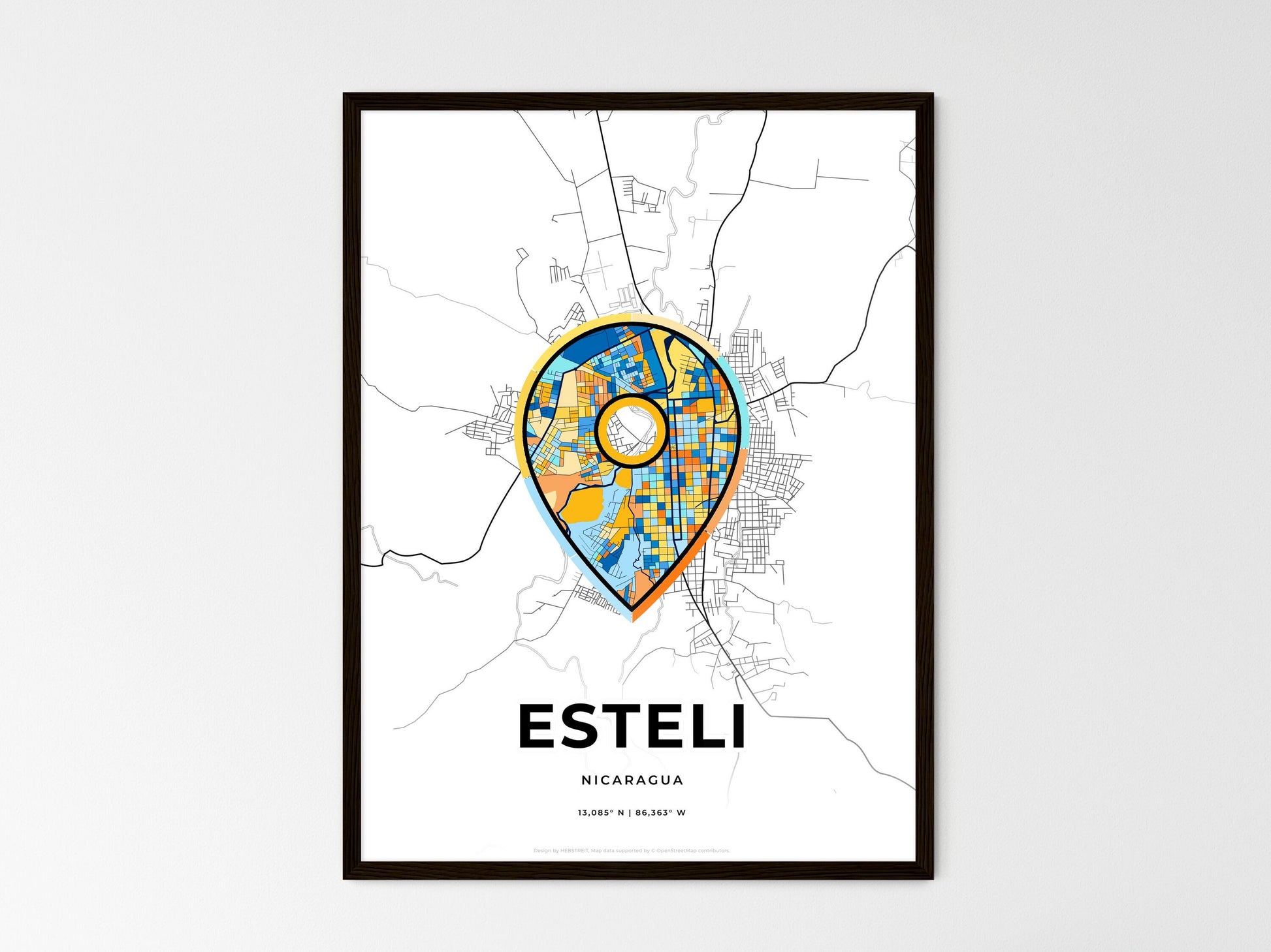 Esteli Nicaragua wedding art map with pointer icon