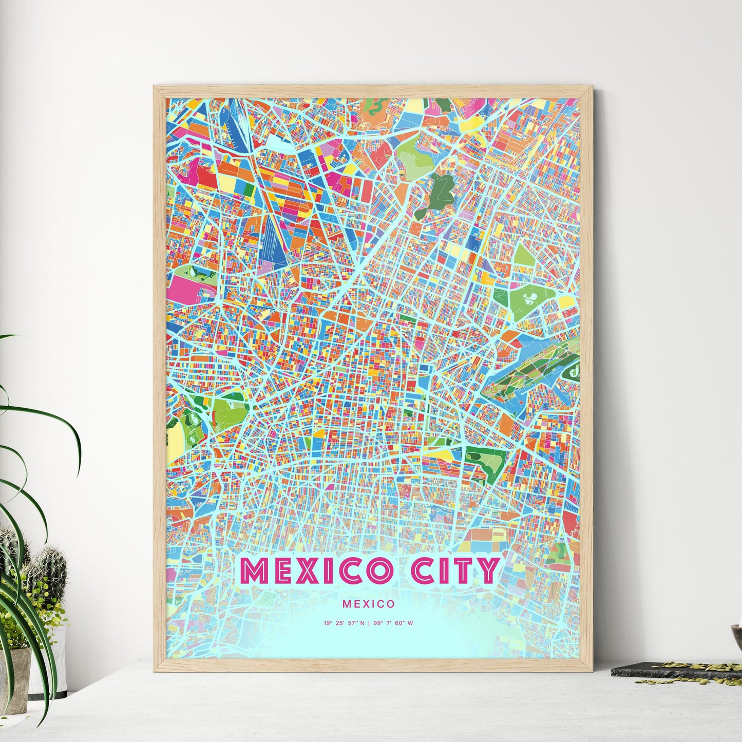 Colorful MEXICO CITY MEXICO Fine Art Map Crazy Colors