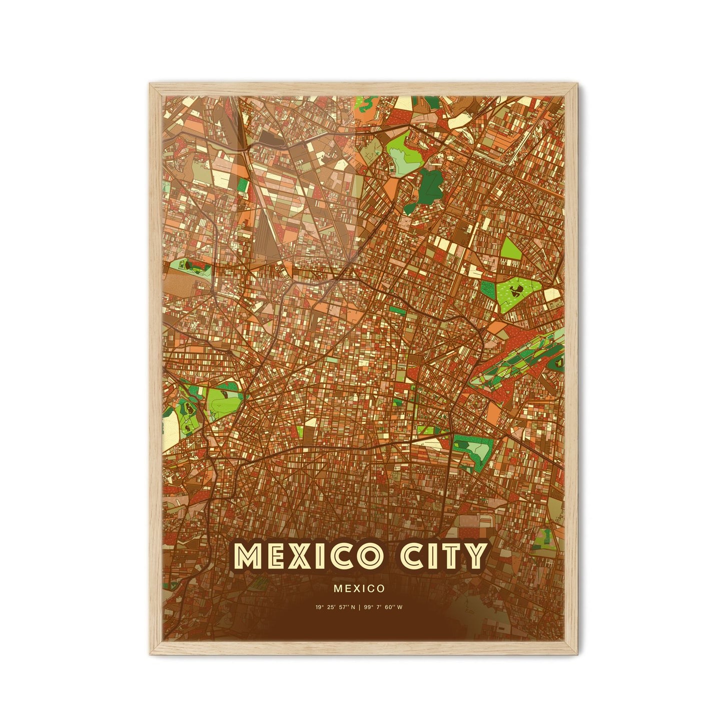 Colorful MEXICO CITY MEXICO Fine Art Map Farmhouse