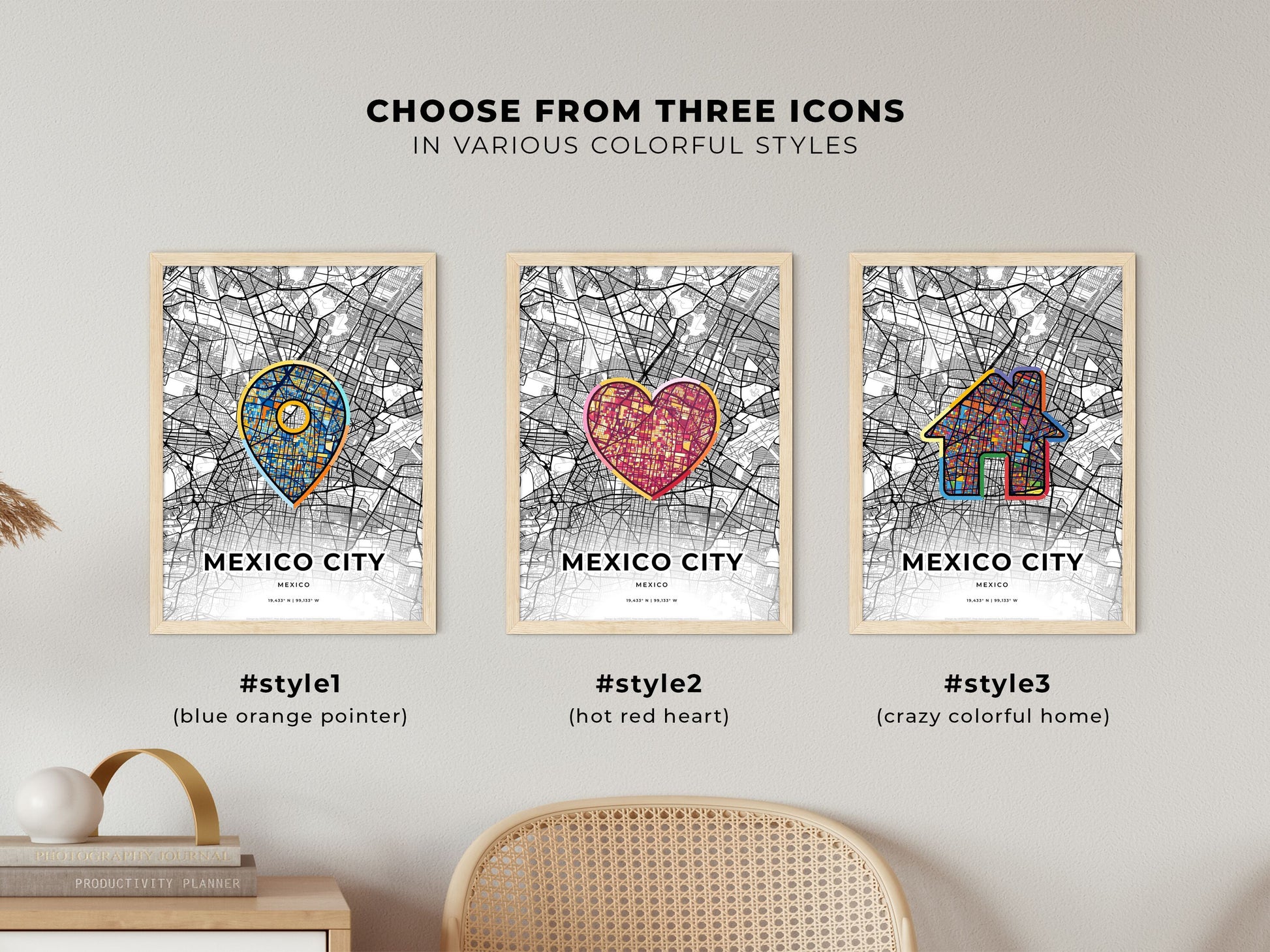 Mexico City Mexico maps with colorful icons