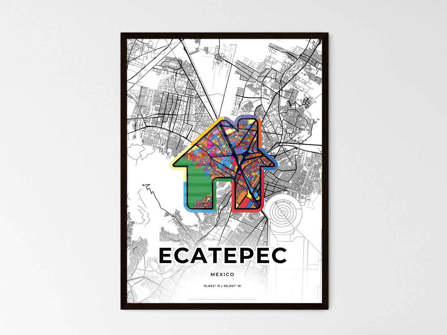 Ecatepec Mexico wedding art map with home icon