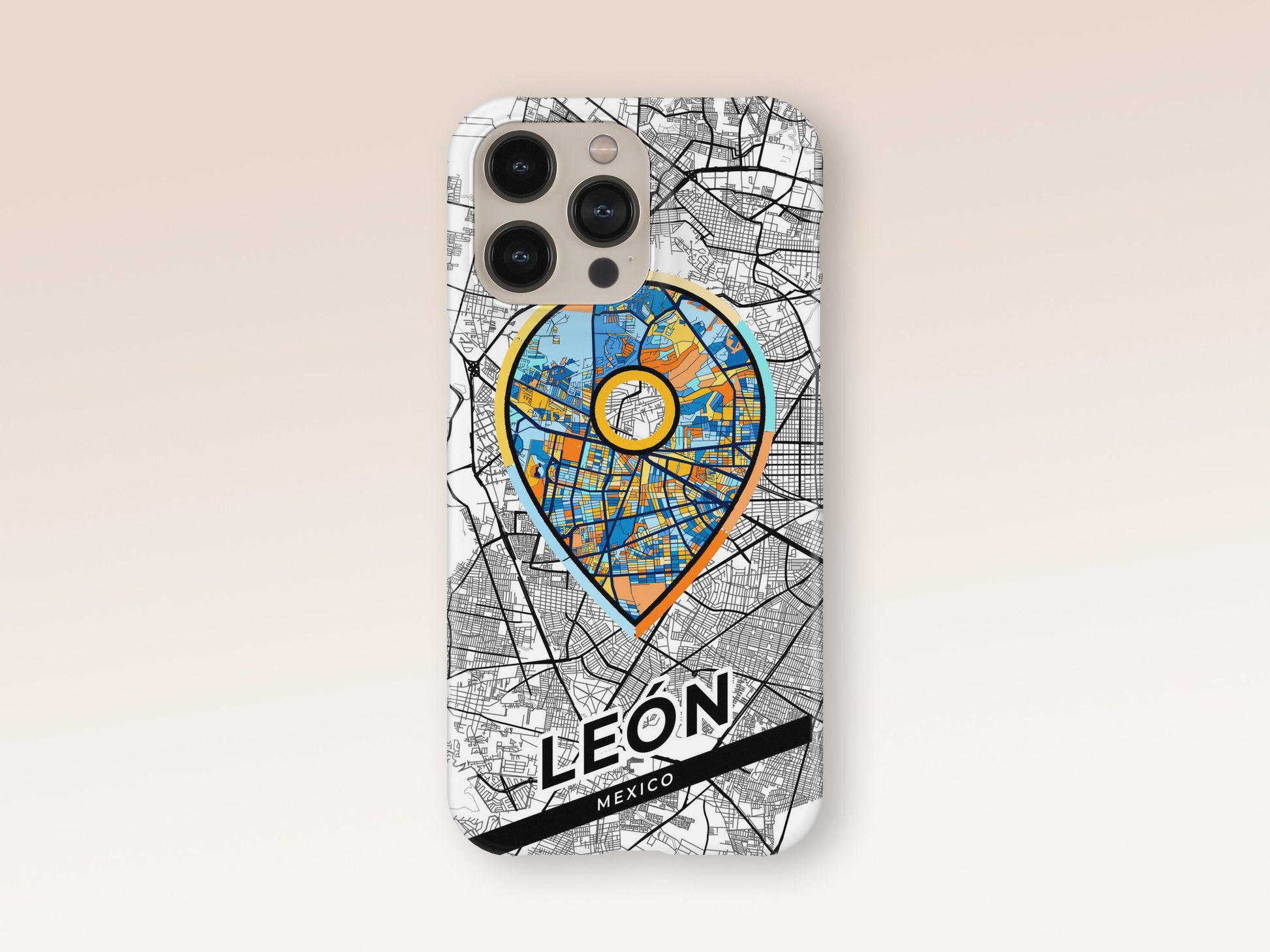León Mexico slim phone case with colorful icon. Birthday, wedding or housewarming gift. Couple match cases. 1