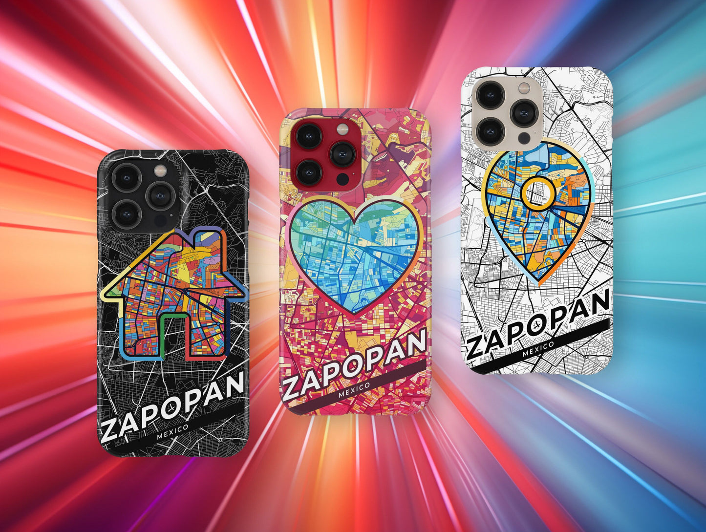 Zapopan Mexico slim phone case with colorful icon