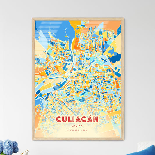 Colorful Culiacán Mexico Fine Art Map Blue Orange