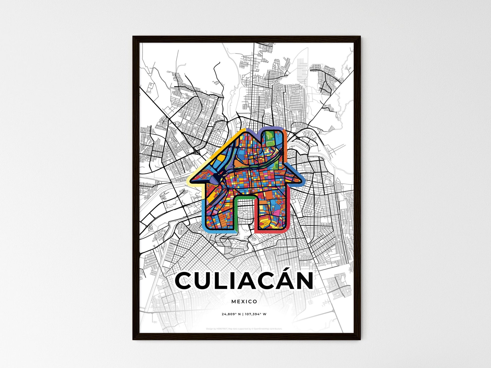 Culiacán Mexico wedding art map with home icon
