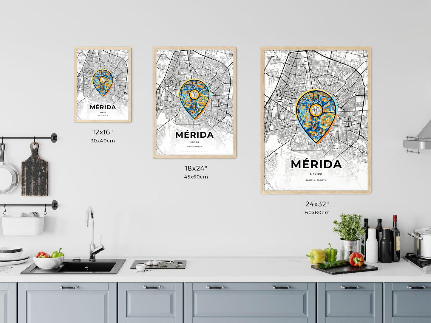 Mérida Mexico art map size chart