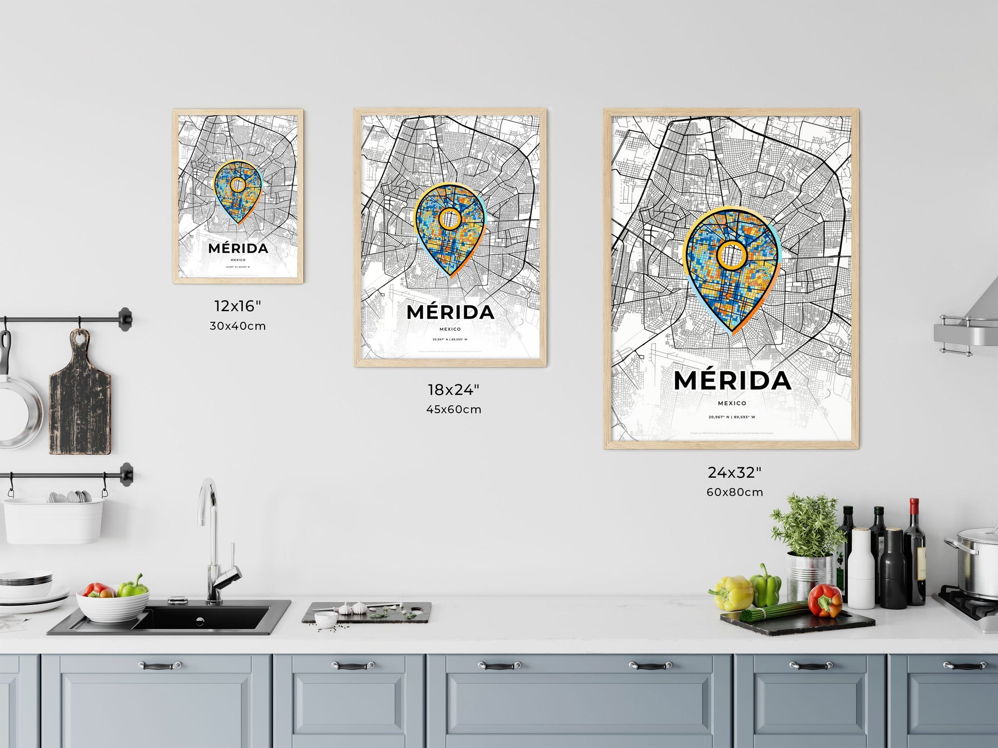 Mérida Mexico art map size chart