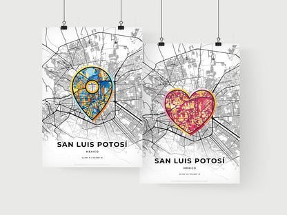 SAN LUIS POTOSÍ MEXICO minimal art map with a colorful icon.