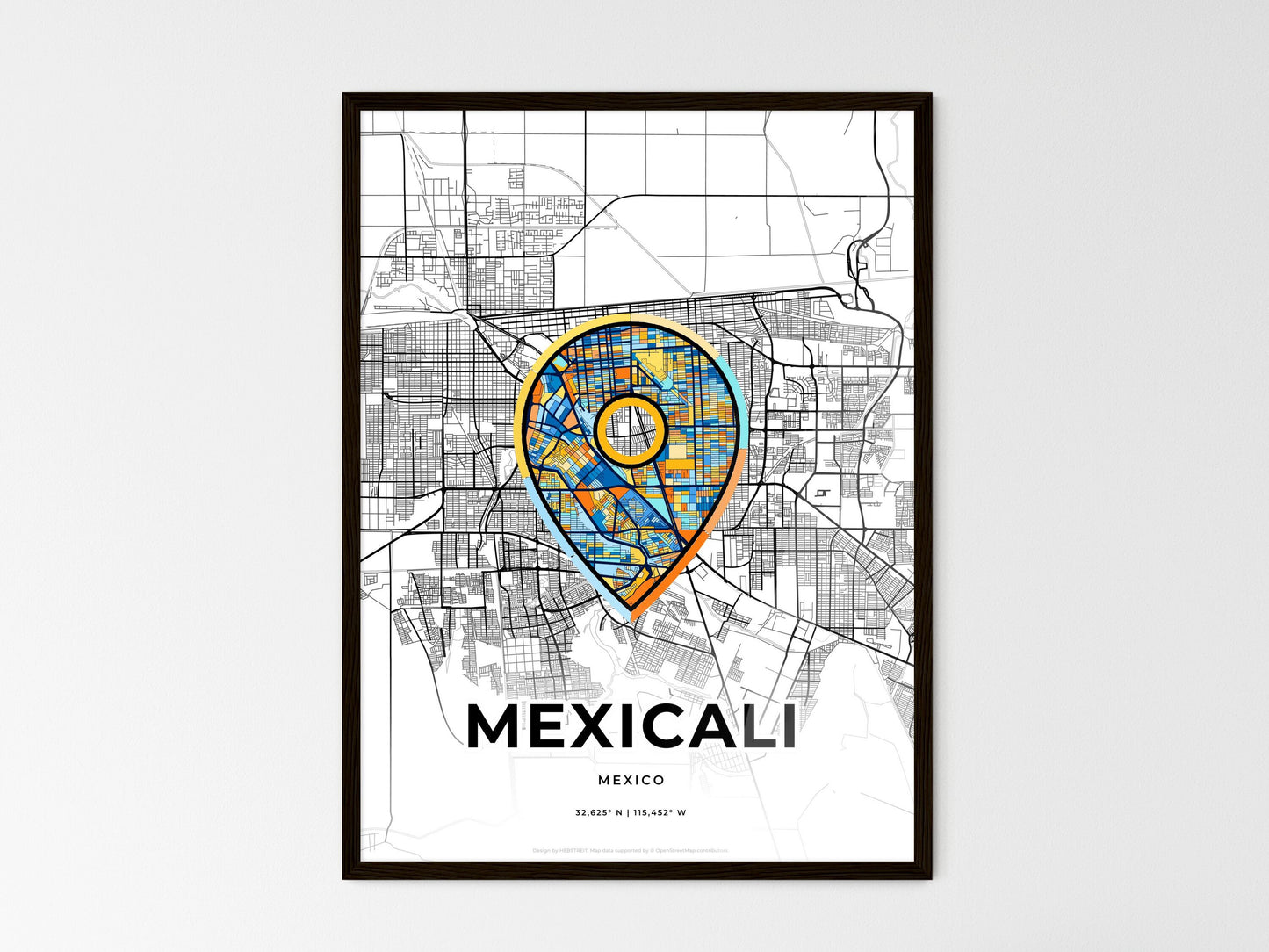 MEXICALI MEXICO minimal art map with a colorful icon. Style 1