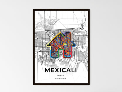 MEXICALI MEXICO minimal art map with a colorful icon. Style 3