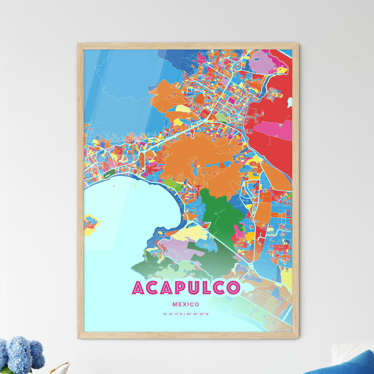 Colorful ACAPULCO MEXICO Fine Art Map Crazy Colors