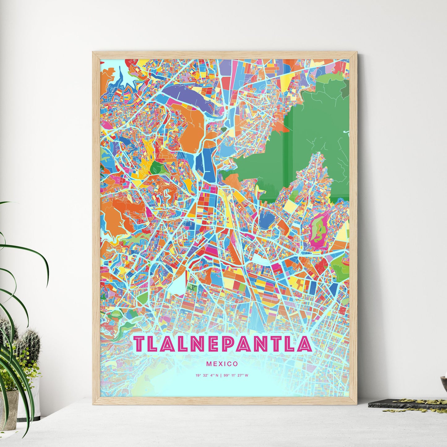 Colorful TLALNEPANTLA MEXICO Fine Art Map Crazy Colors