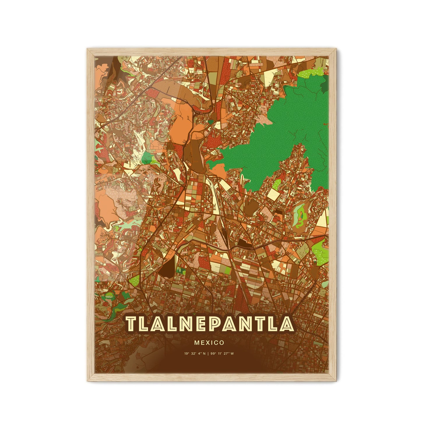 Colorful TLALNEPANTLA MEXICO Fine Art Map Farmhouse