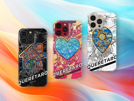 Querétaro Mexico slim phone case with colorful icon. Birthday, wedding or housewarming gift. Couple match cases.