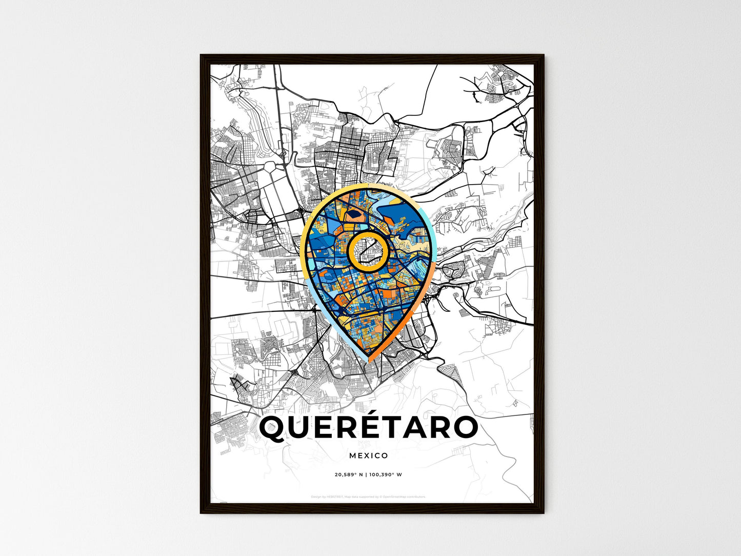 QUERÉTARO MEXICO minimal art map with a colorful icon. Style 1