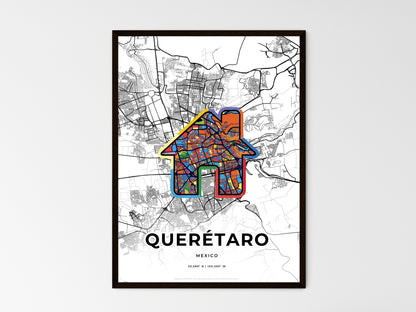 QUERÉTARO MEXICO minimal art map with a colorful icon. Style 3
