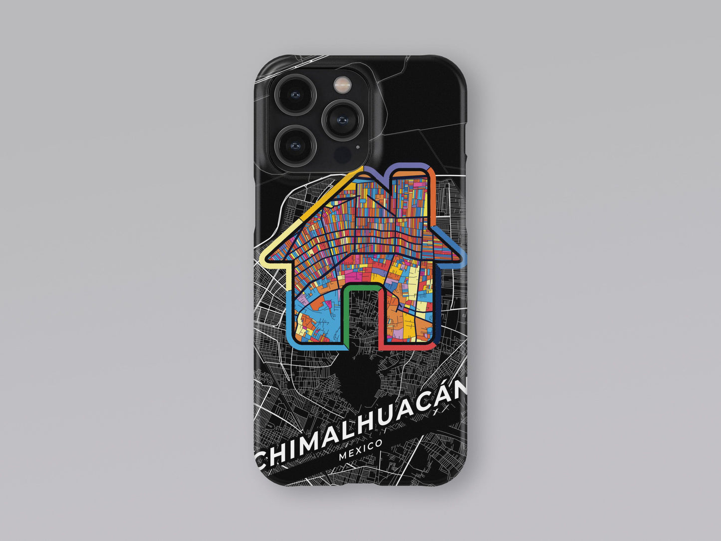 Chimalhuacán Mexico slim phone case with colorful icon. Birthday, wedding or housewarming gift. Couple match cases. 3