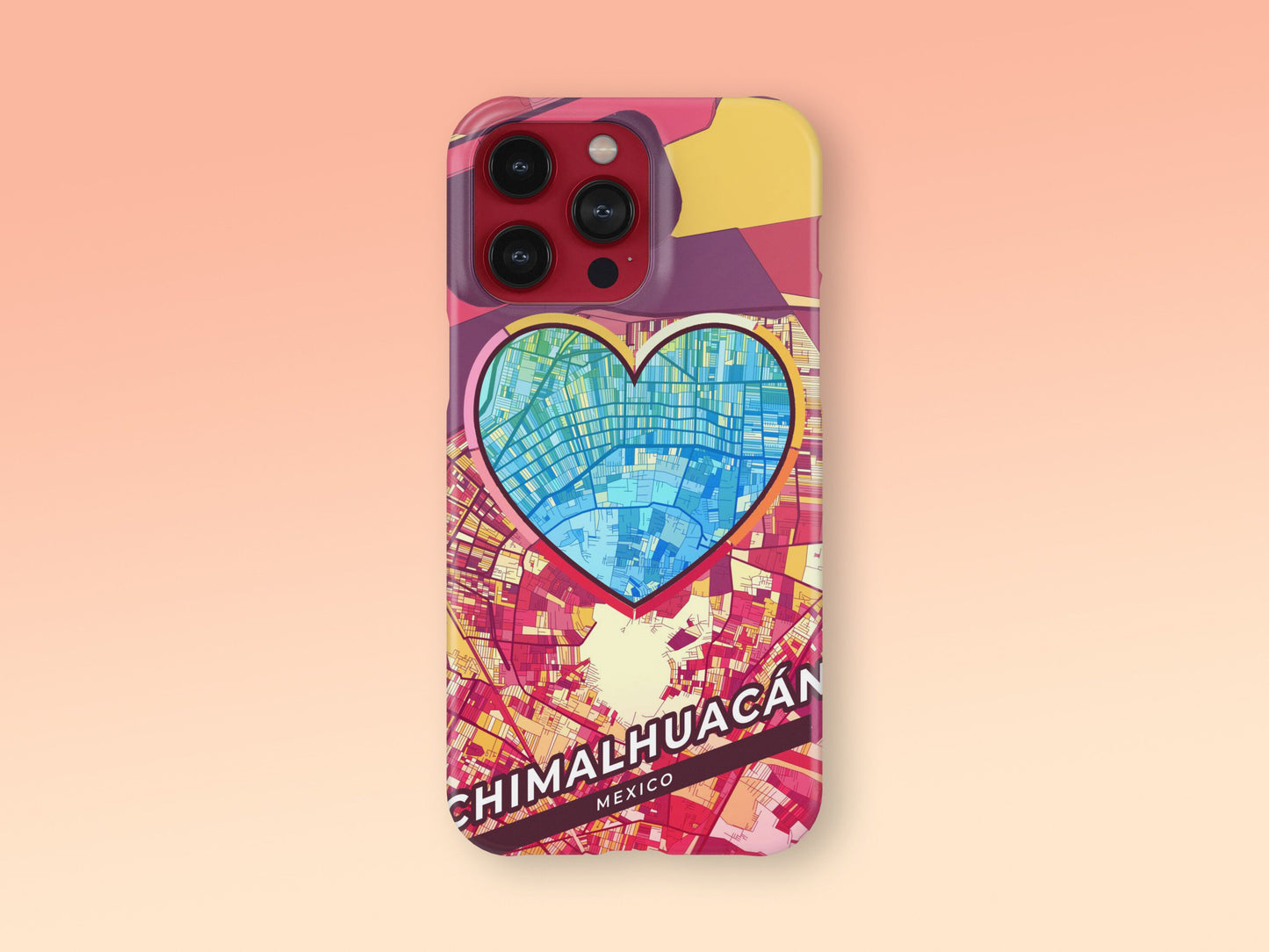 Chimalhuacán Mexico slim phone case with colorful icon. Birthday, wedding or housewarming gift. Couple match cases. 2