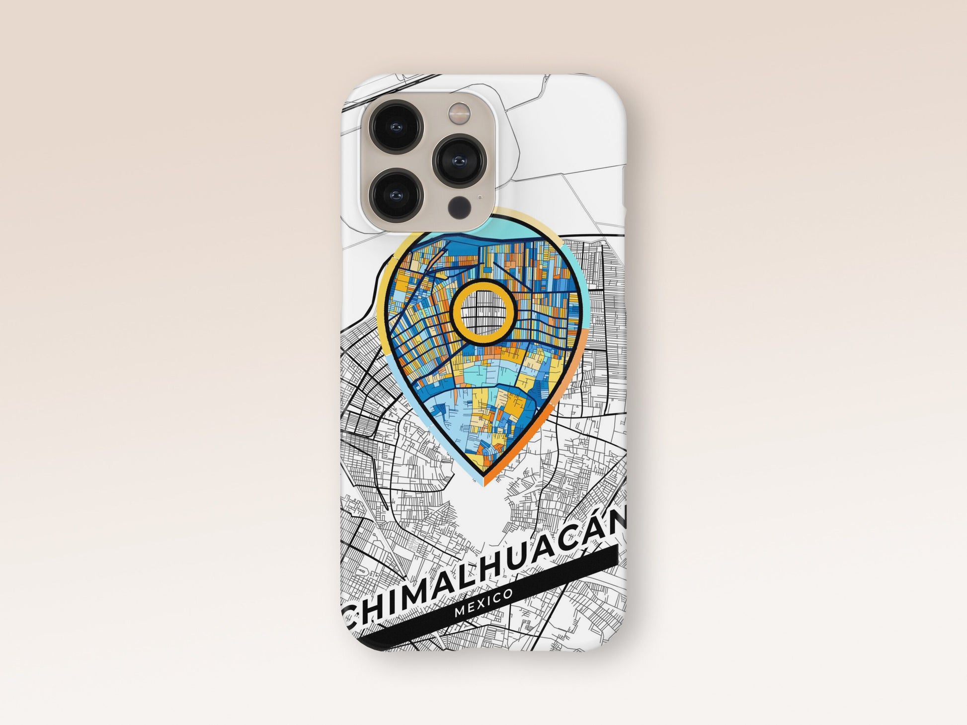 Chimalhuacán Mexico slim phone case with colorful icon. Birthday, wedding or housewarming gift. Couple match cases. 1