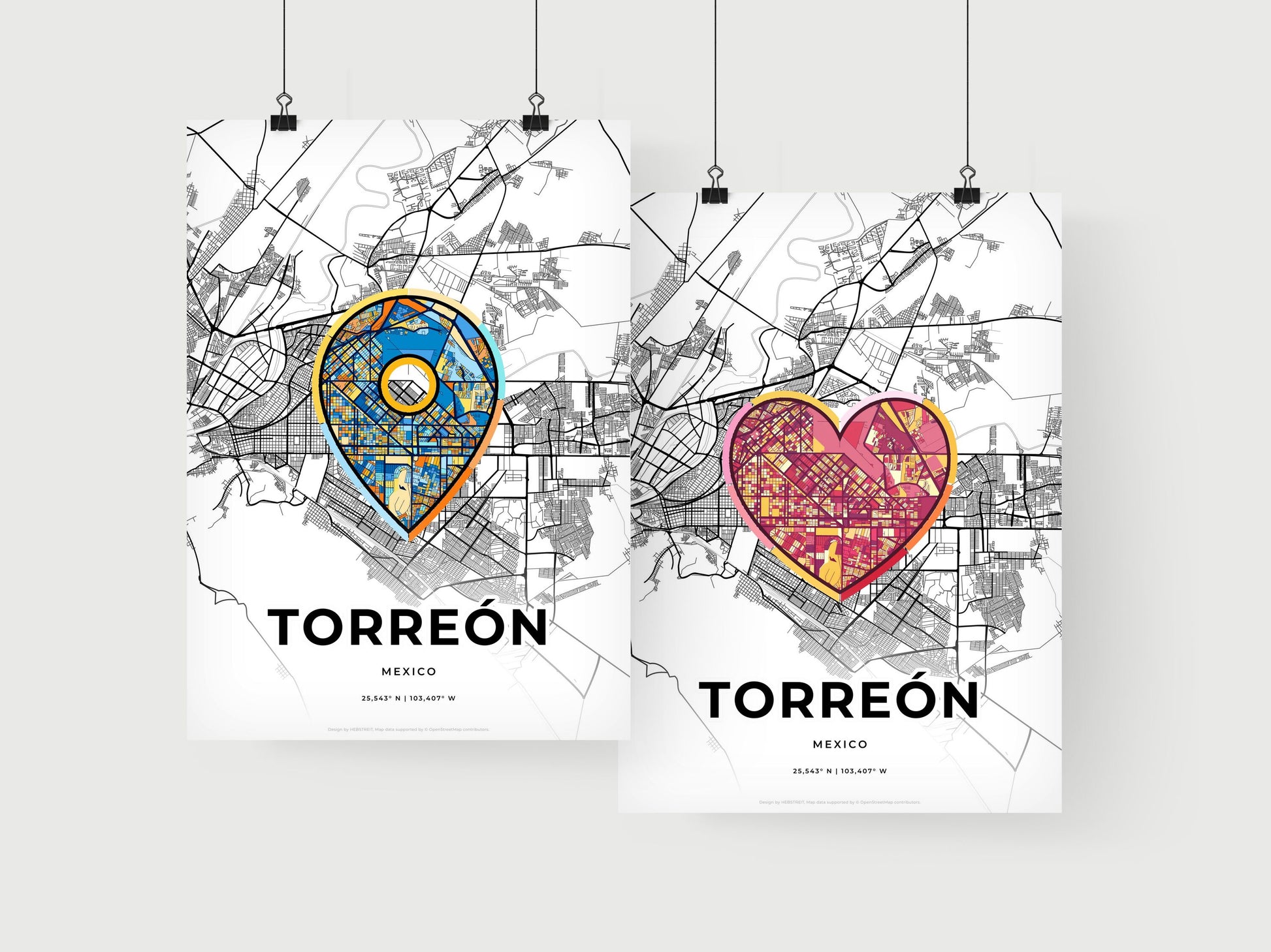 TORREÓN MEXICO minimal art map with a colorful icon.