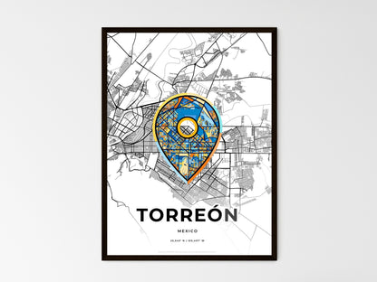 TORREÓN MEXICO minimal art map with a colorful icon. Style 1