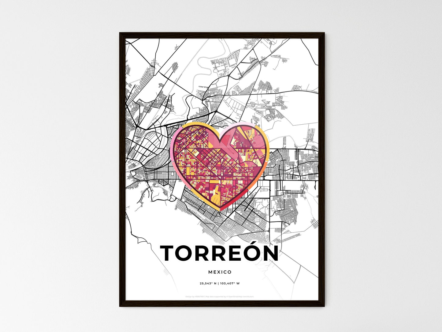 TORREÓN MEXICO minimal art map with a colorful icon. Style 2