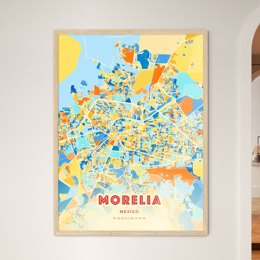 Colorful Morelia Mexico Fine Art Map Blue Orange