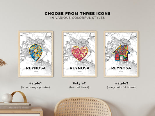 Reynosa Mexico maps with colorful icons