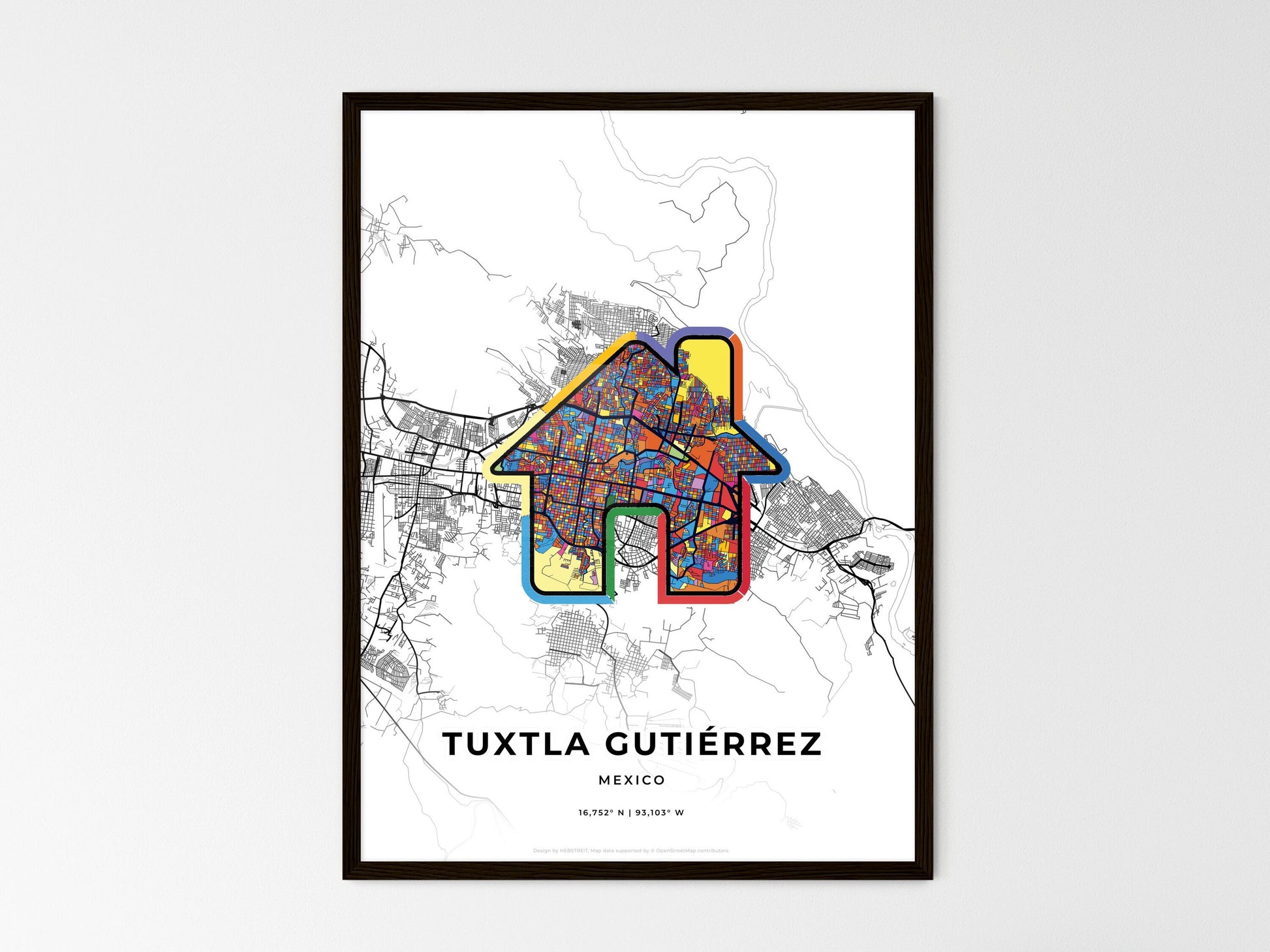 Tuxtla Gutiérrez Mexico wedding art map with home icon