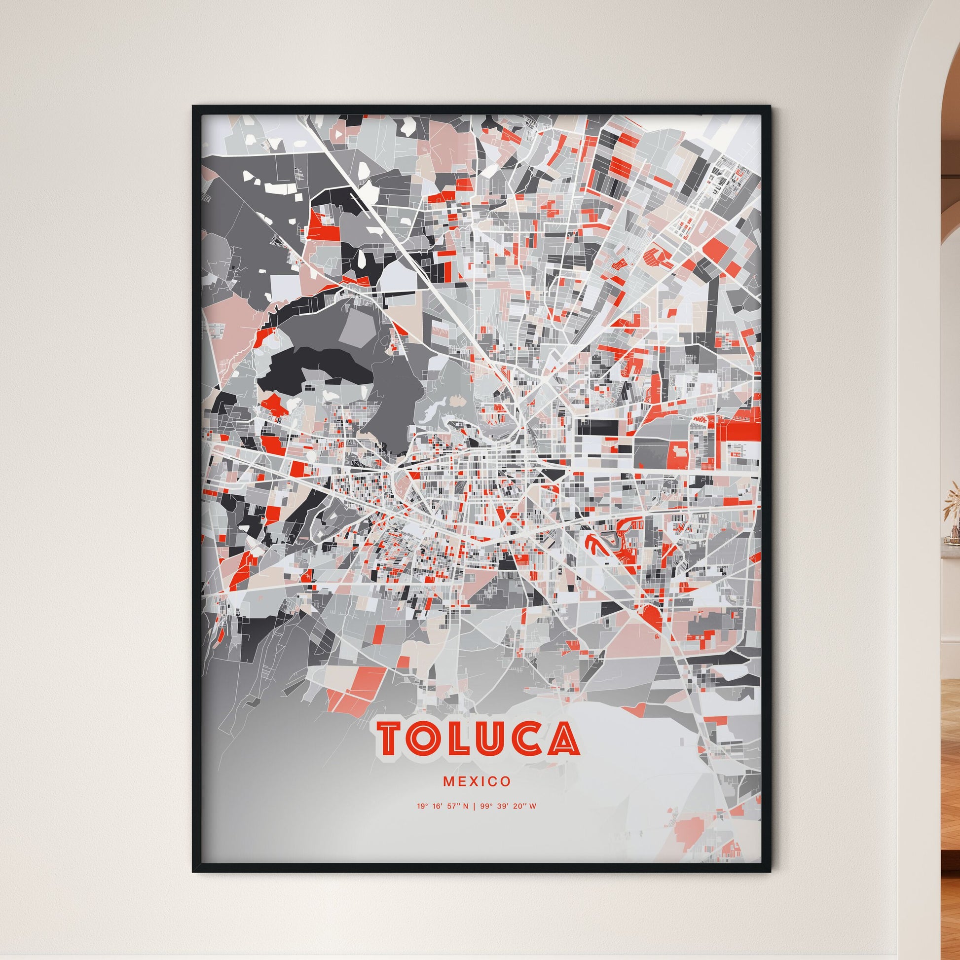 Colorful TOLUCA MEXICO Fine Art Map Modern