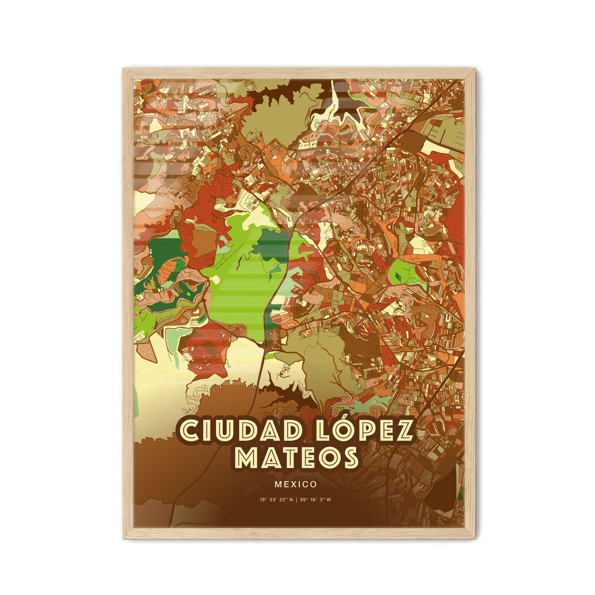 Colorful CIUDAD LÓPEZ MATEOS MEXICO Fine Art Map Farmhouse