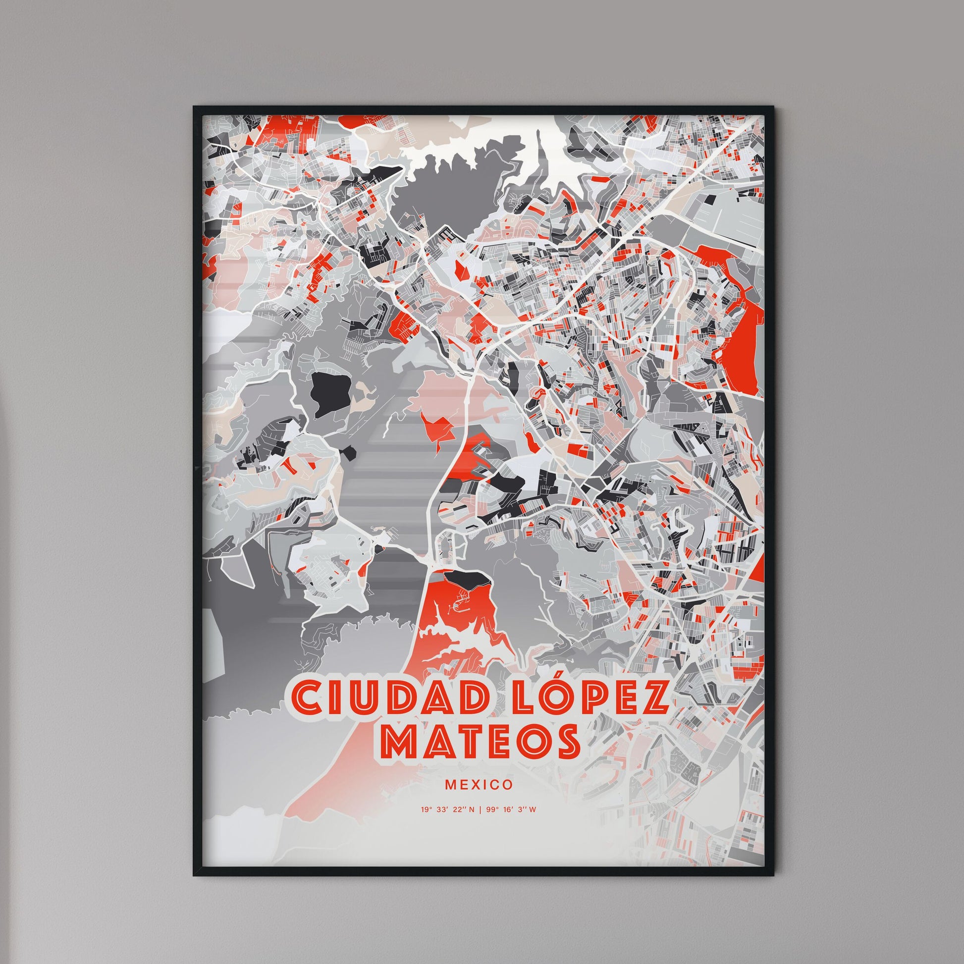 Colorful CIUDAD LÓPEZ MATEOS MEXICO Fine Art Map Modern