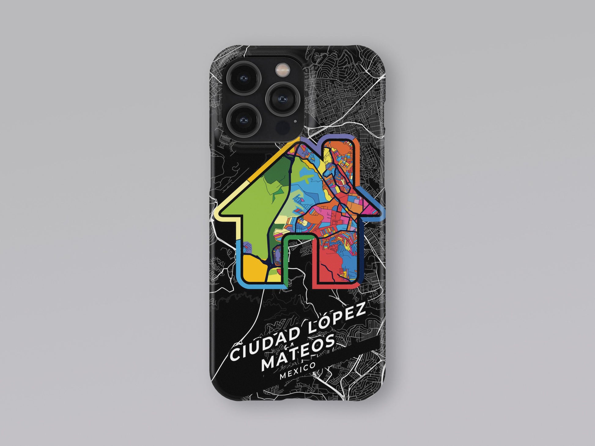 Ciudad López Mateos Mexico slim phone case with colorful icon. Birthday, wedding or housewarming gift. Couple match cases. 3