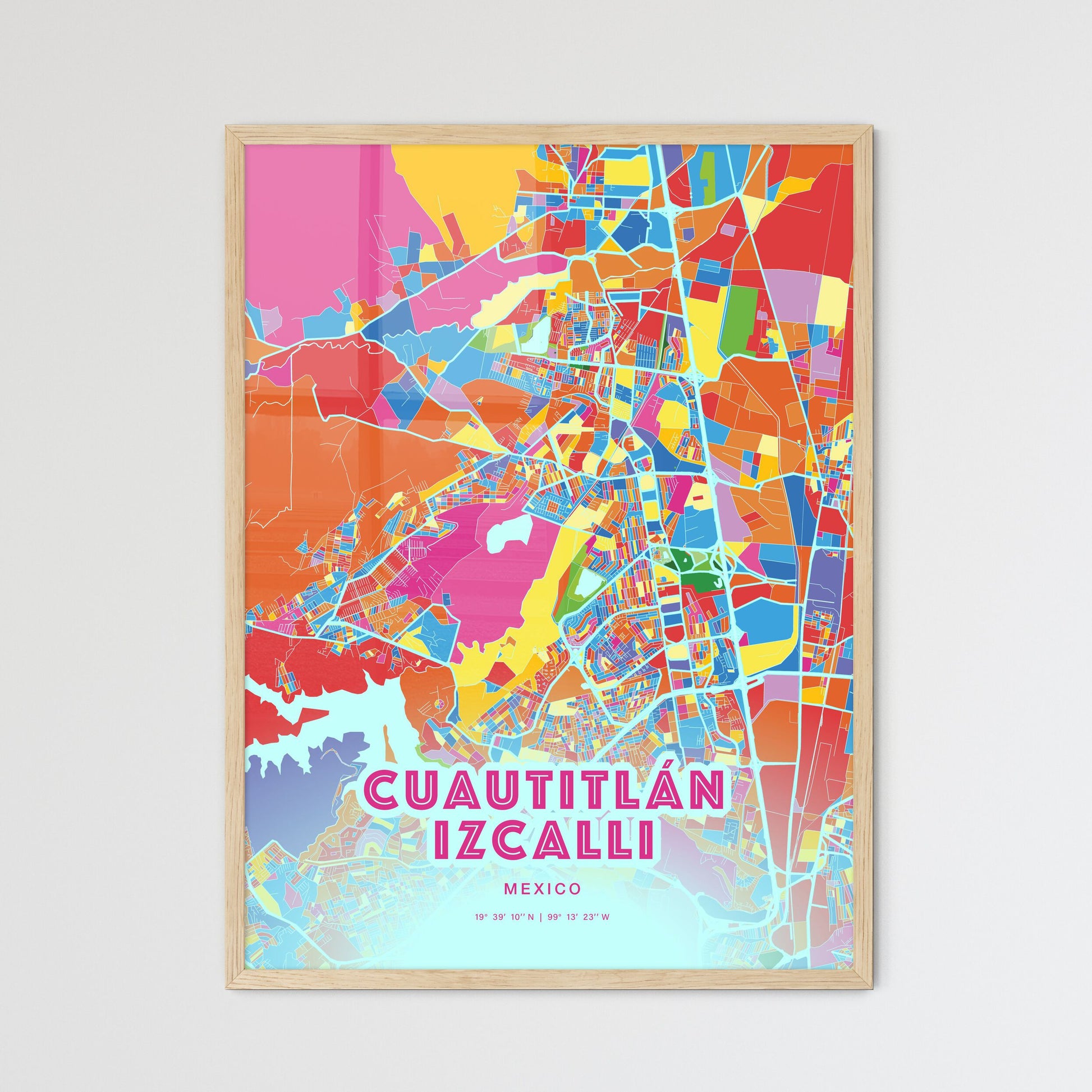 Colorful CUAUTITLÁN IZCALLI MEXICO Fine Art Map Crazy Colors