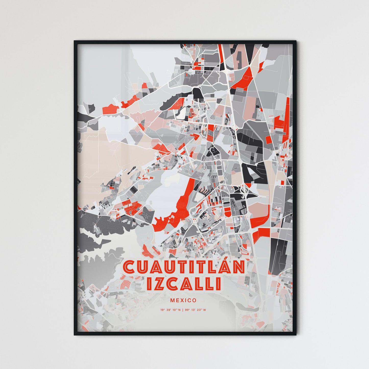 Colorful CUAUTITLÁN IZCALLI MEXICO Fine Art Map Modern