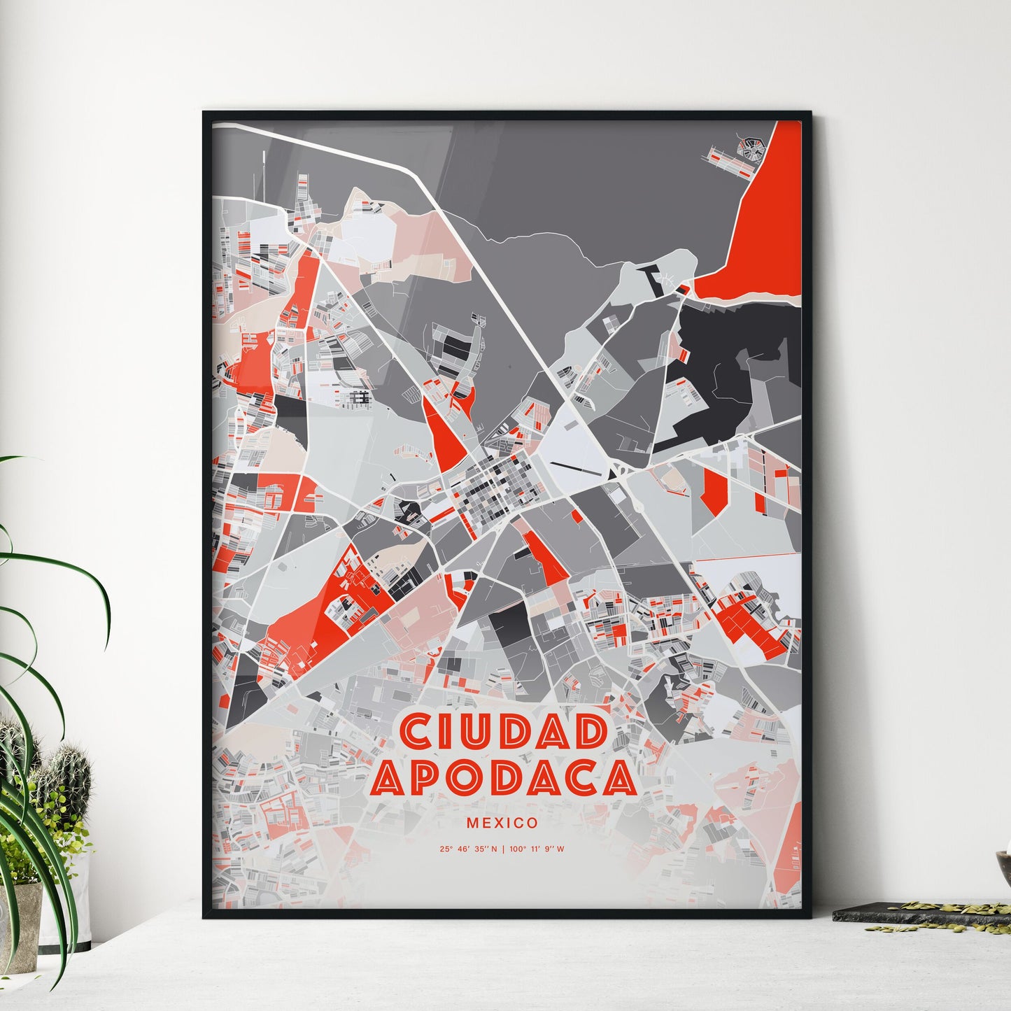 Colorful CIUDAD APODACA MEXICO Fine Art Map Modern