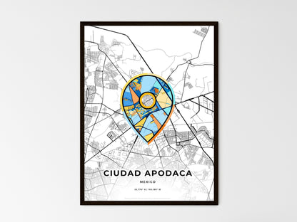 CIUDAD APODACA MEXICO minimal art map with a colorful icon. Where it all began, Couple map gift. Style 1