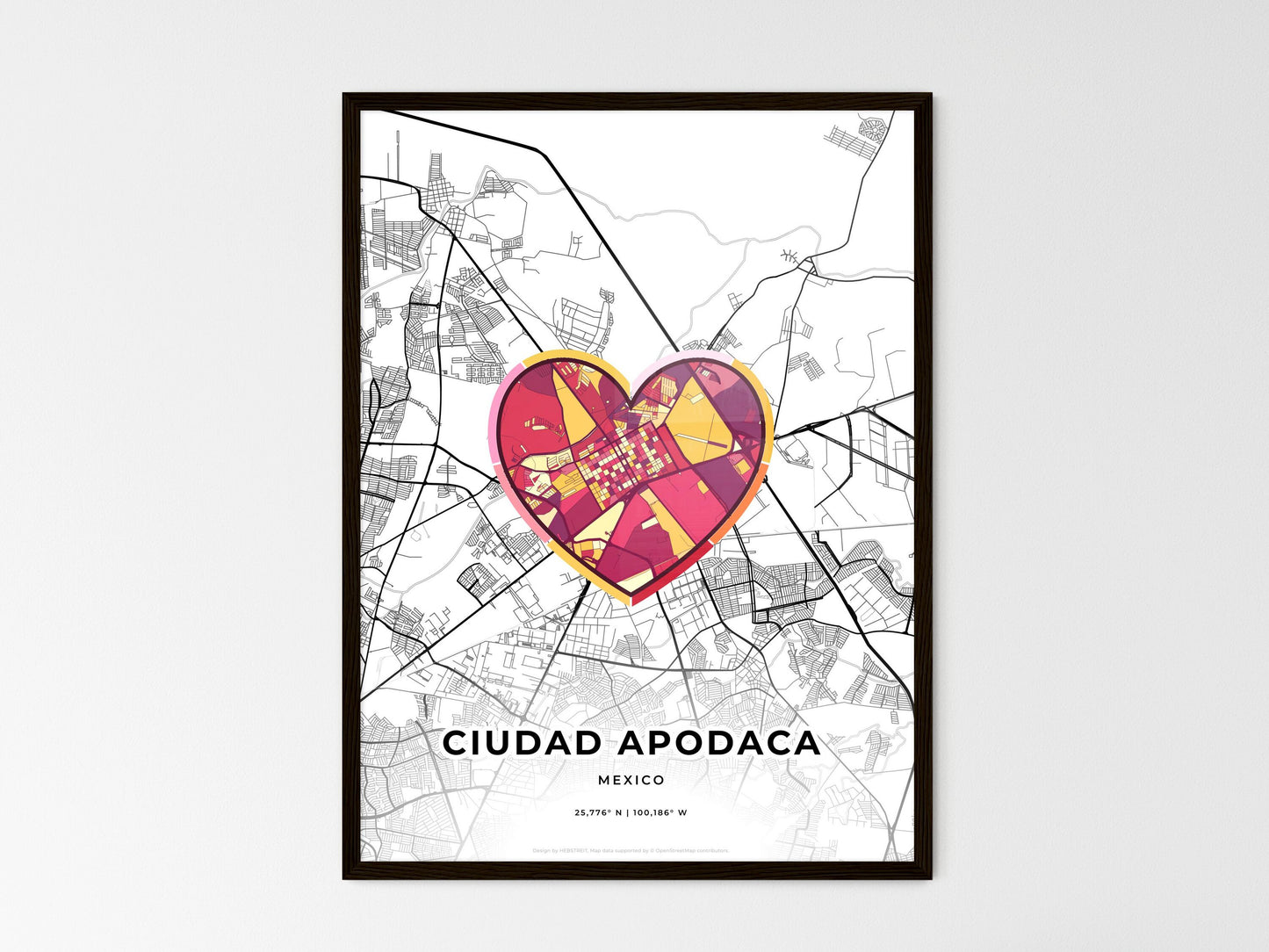 CIUDAD APODACA MEXICO minimal art map with a colorful icon. Where it all began, Couple map gift. Style 2