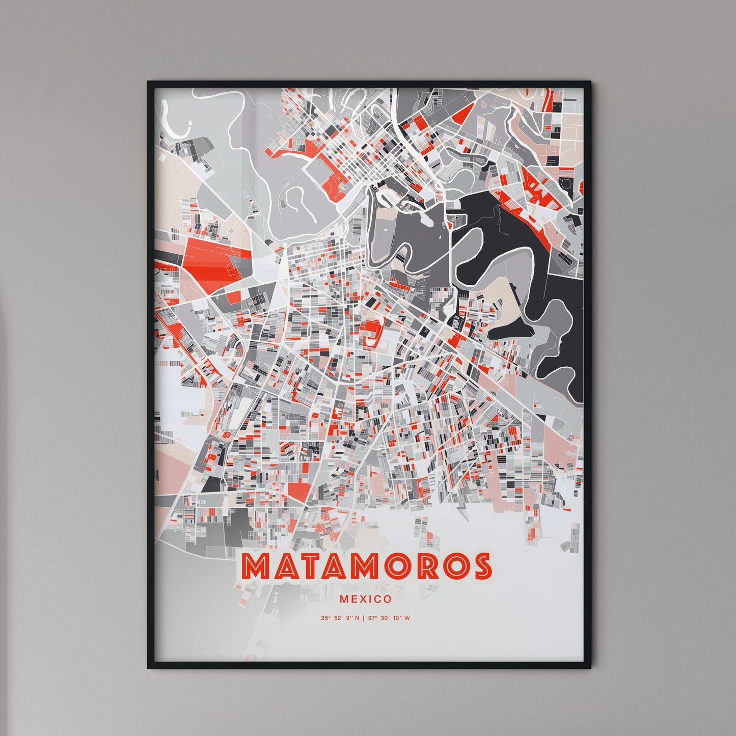 Colorful MATAMOROS MEXICO Fine Art Map Modern