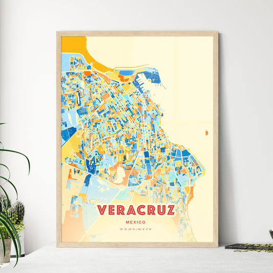 Colorful VERACRUZ MEXICO Fine Art Map Blue Orange