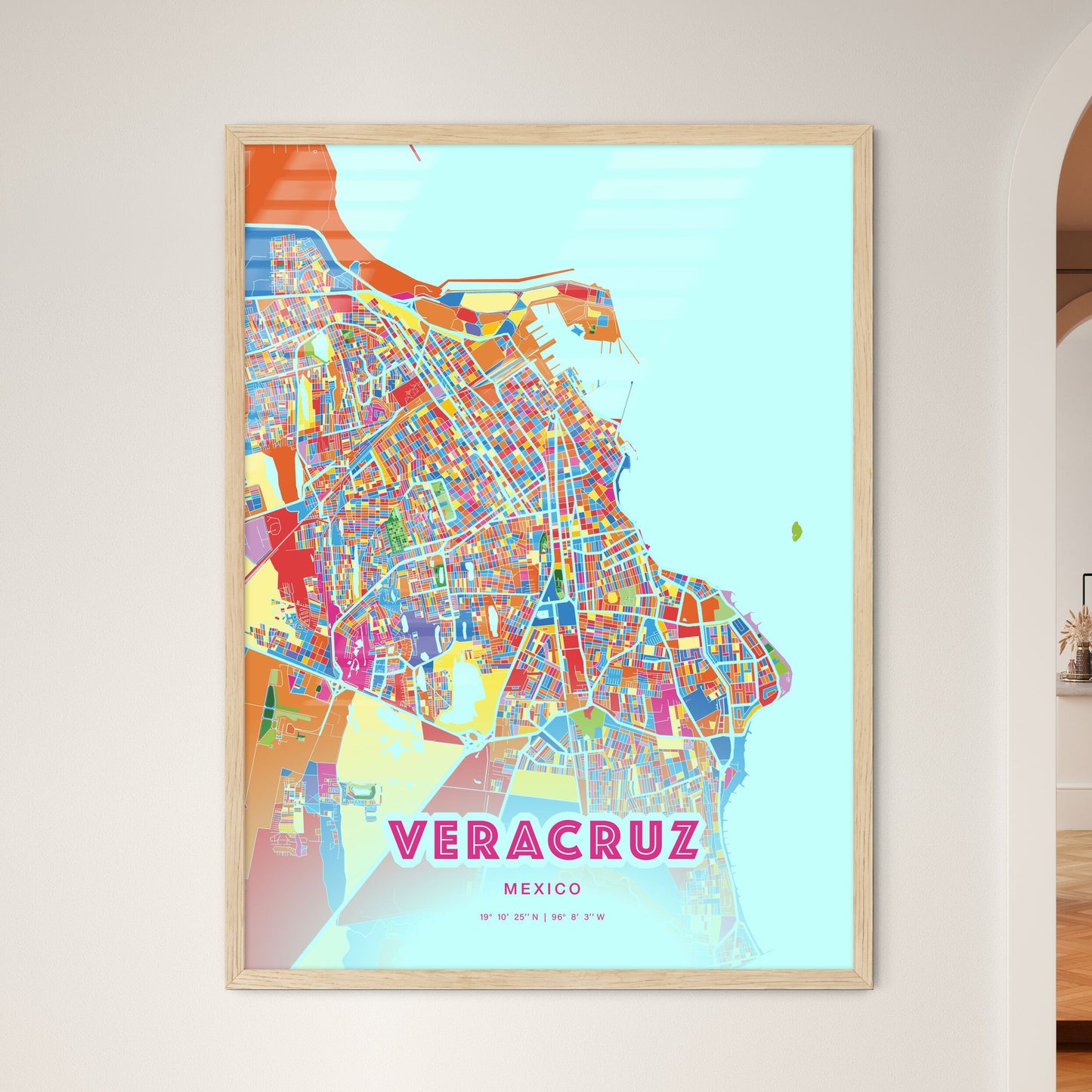 Colorful VERACRUZ MEXICO Fine Art Map Crazy Colors