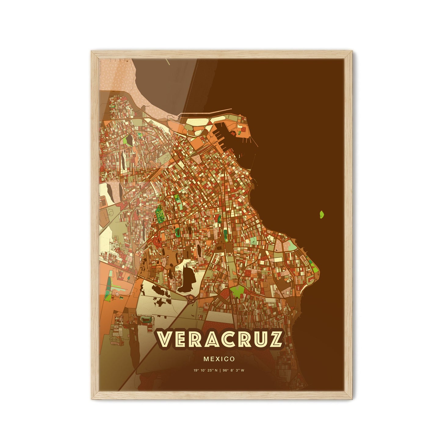 Colorful VERACRUZ MEXICO Fine Art Map Farmhouse